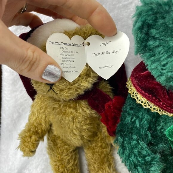 TY Attic Treasures Christmas Bear Lot of 4 - Peppermint, Laurel, Jangle,  Spruce - Picture 2 of 10